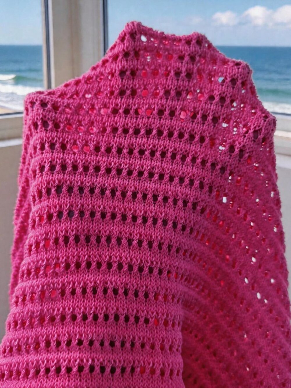 Hot Pink Casual Women's Sleeveless V-Neck Backless Knit Dress - Picture 6 of 6
